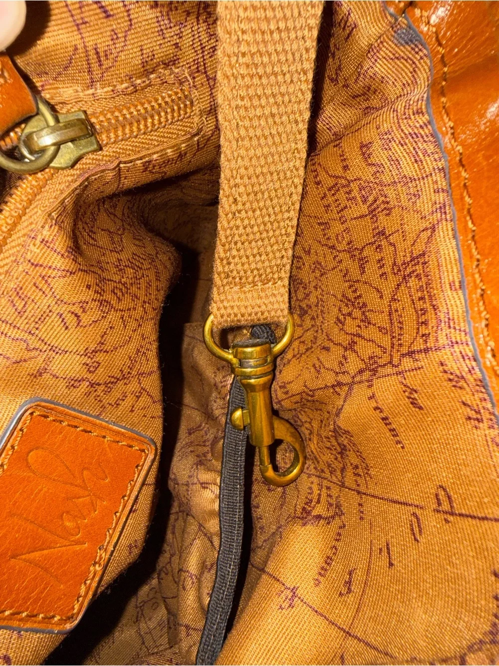 Patricia Nash North/South Heritage Genuine Leather Crossover Messenger Bag Tan
